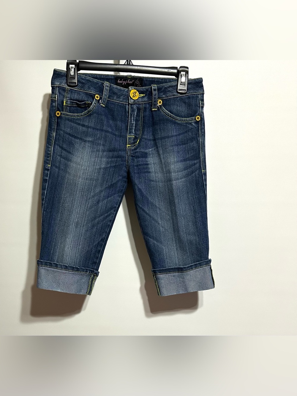 Vintage Baby Phat Indigo Cropped Denim Jeans with embellished back pockets